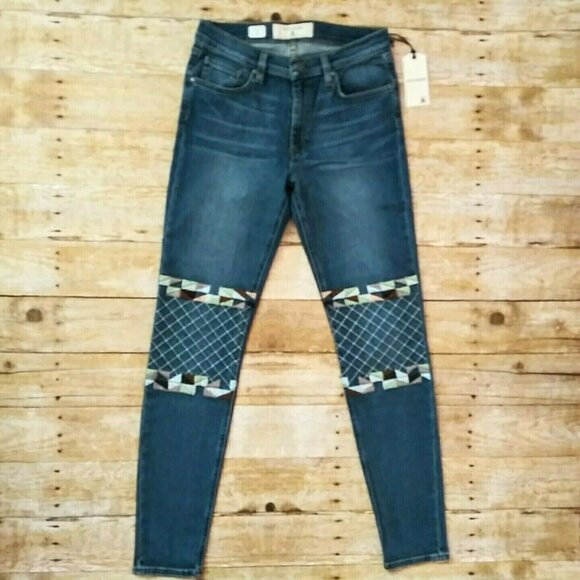 Miss Me Nico Quilt Skinny Jeans 29x30 Moto Embroidery Vintage Wash VP1005S - Picture 1 of 9